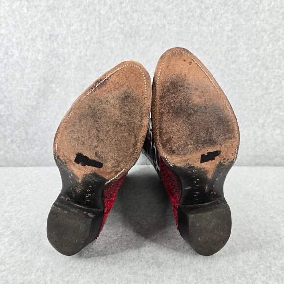 Nocona Python Boots Mens 9 D Cherry Red Black Snakeskin Western Cowboy Rodeo main image 6